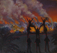image of a painting by Lisa Schare titled While Rome Burned